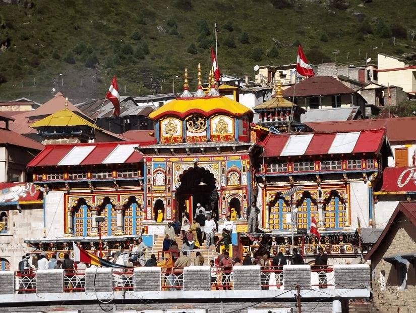 Badrinath temple, on the Char Dham pilgrimage to Badrinath in Uttarakhand
