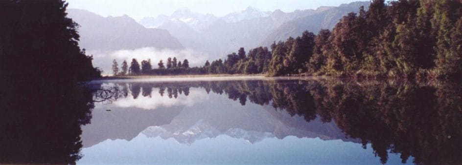 Mount Cook, New Zealand's highest peak, reflected in the waters of Lake Matheson