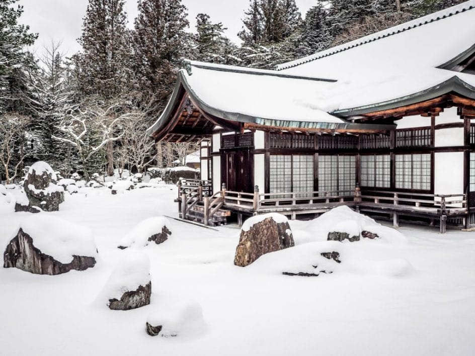 Japan's largest rock garden at Kongobuji, Koyasan in winter