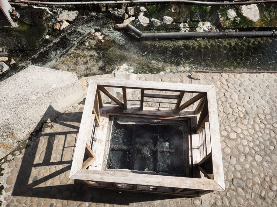 Boiling hot spring eggs at Yunomine onsen, Wakayama