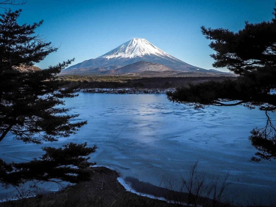 View of Mt. Fuji from road around Lake Shoji