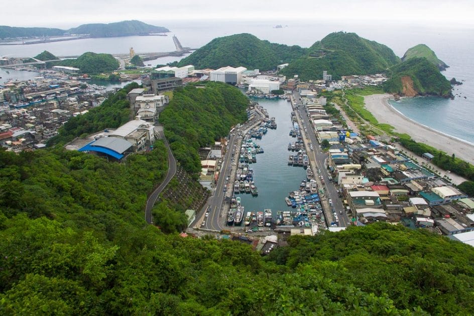 Nanfang Ao Harbor from above, a popular Yilan attraction