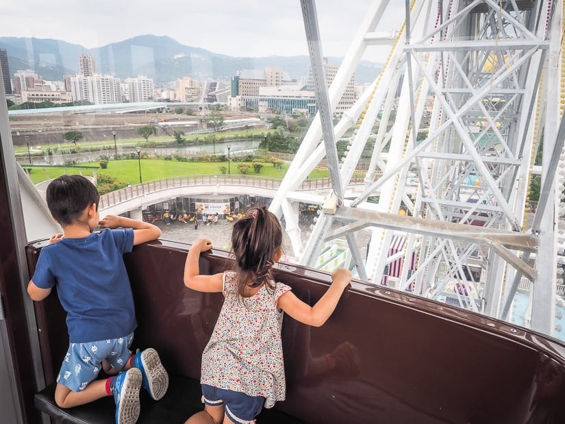 My kids on the Ferris Wheel at the Taipei Children's amusement park