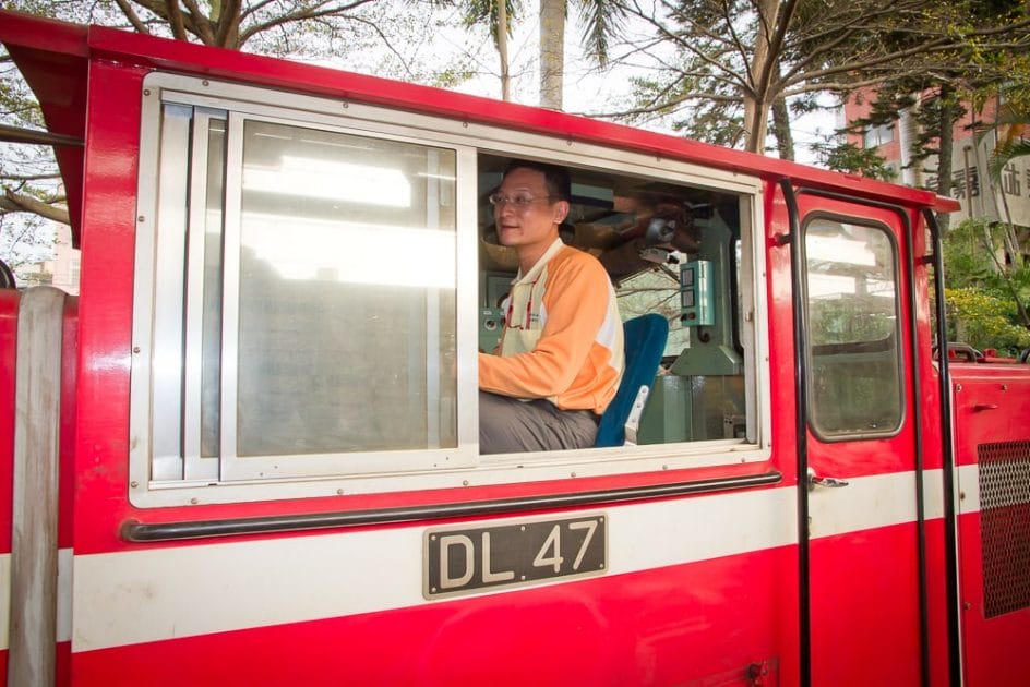 Driver on the Alishan Forest Railway, heading from Chiayi to Alishan