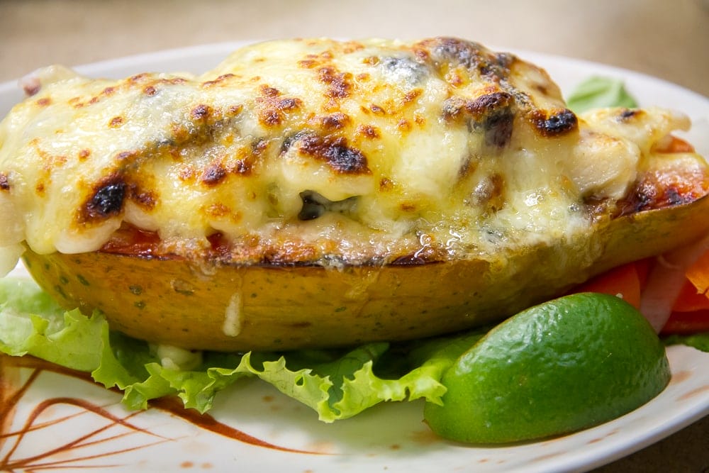 Baked rice and cheese papaya at Mei Guan Yuan, one of the oldest and best restaurants in Ximending