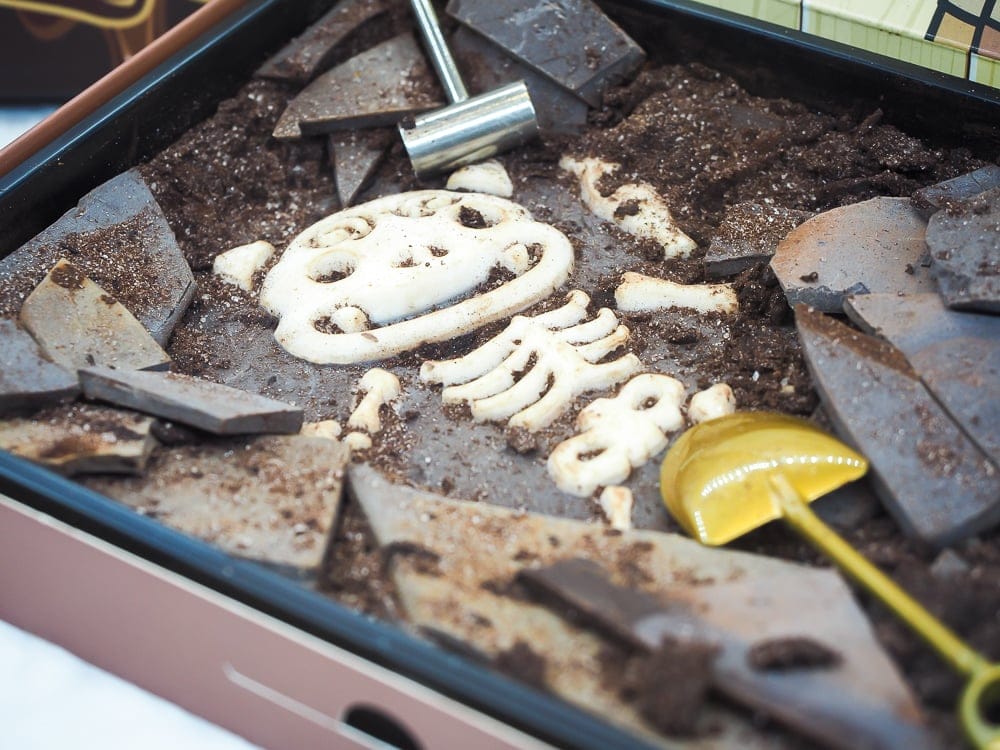 Digging in chocolate for a skeleton
