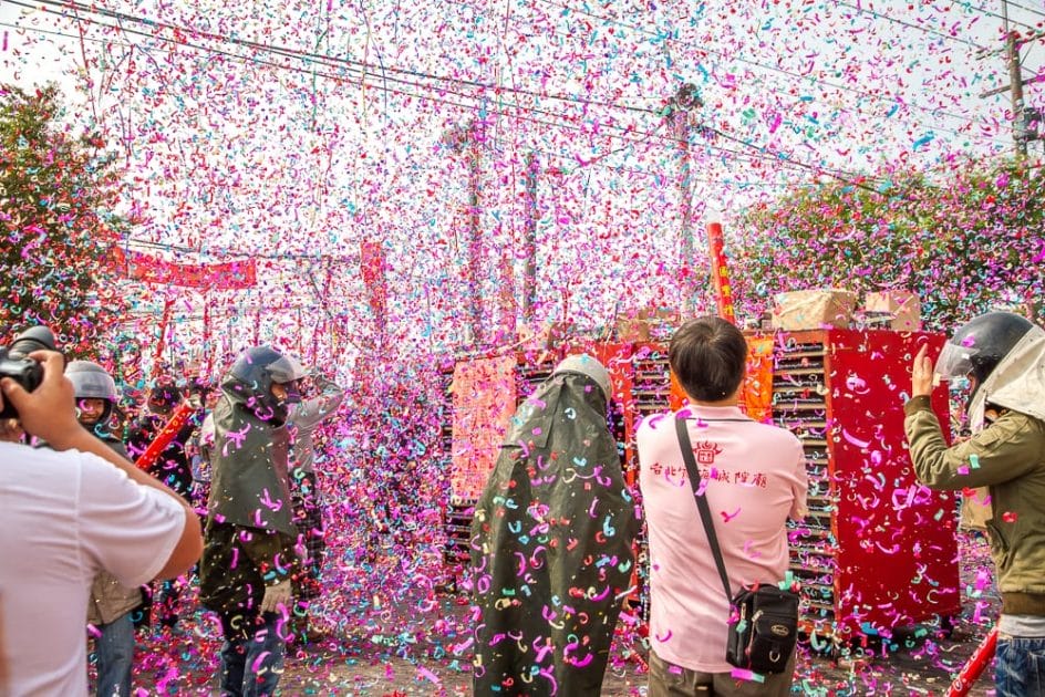 Confetti explosion at Yanshui Fireworks Festival