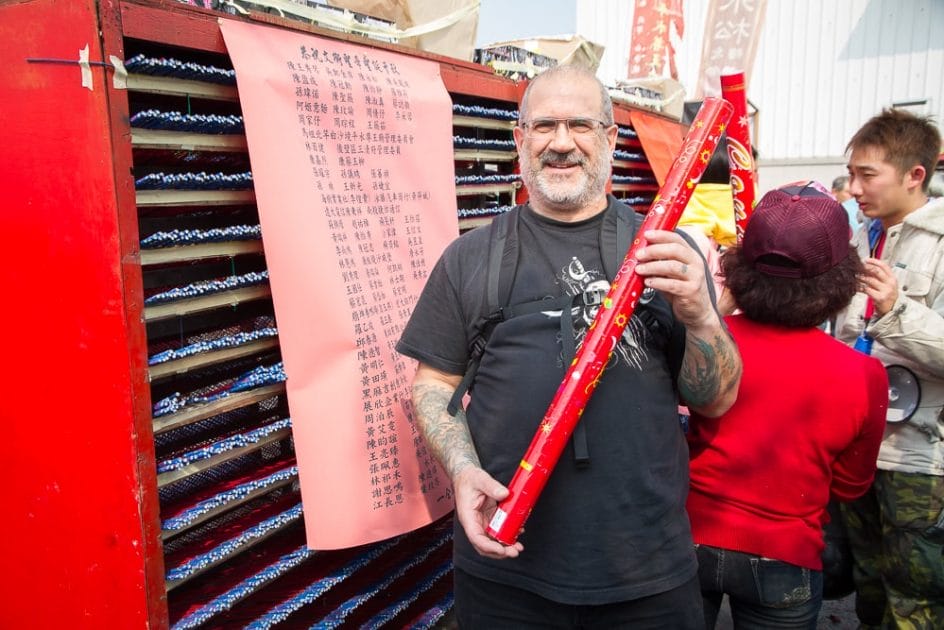 Confetti tube at Yanshui Rockets Festival