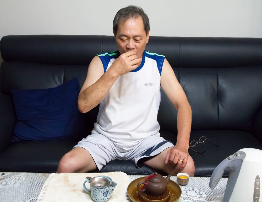 Taiwanese man drinking tea