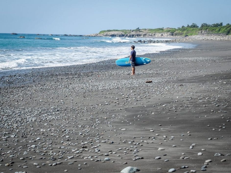 Surfing at Dulan Beach, Taitung County, Taiwan