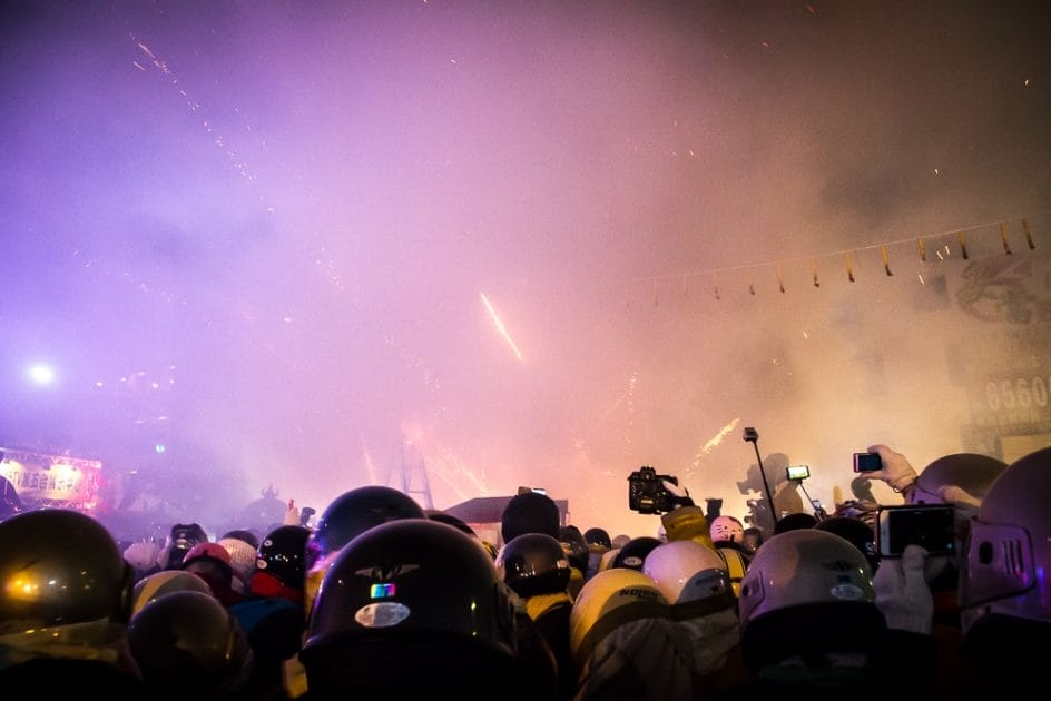 First bottle rocket shots at Yanshui Rocket Festival
