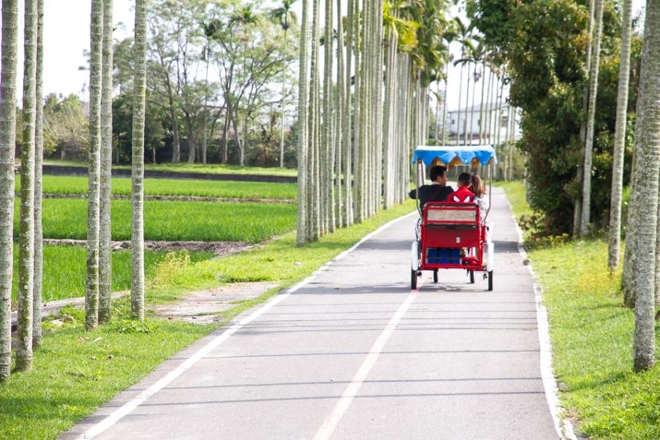 A family bicycle on the Guanshan bicycle path, Taitung, Taiwan