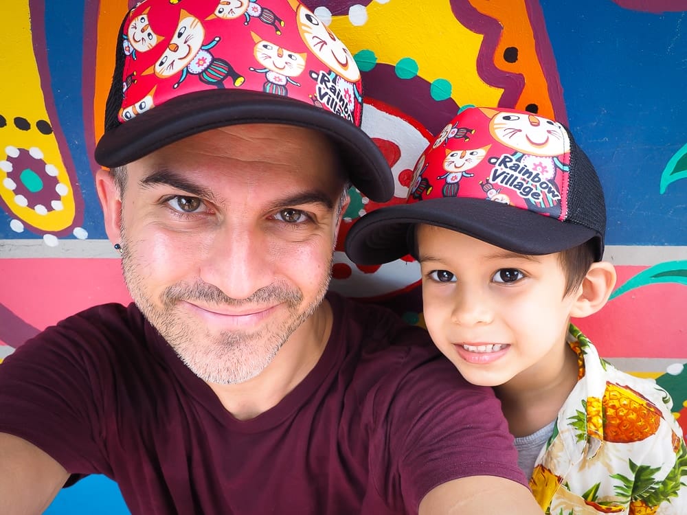 Matching hats that my son and I bought