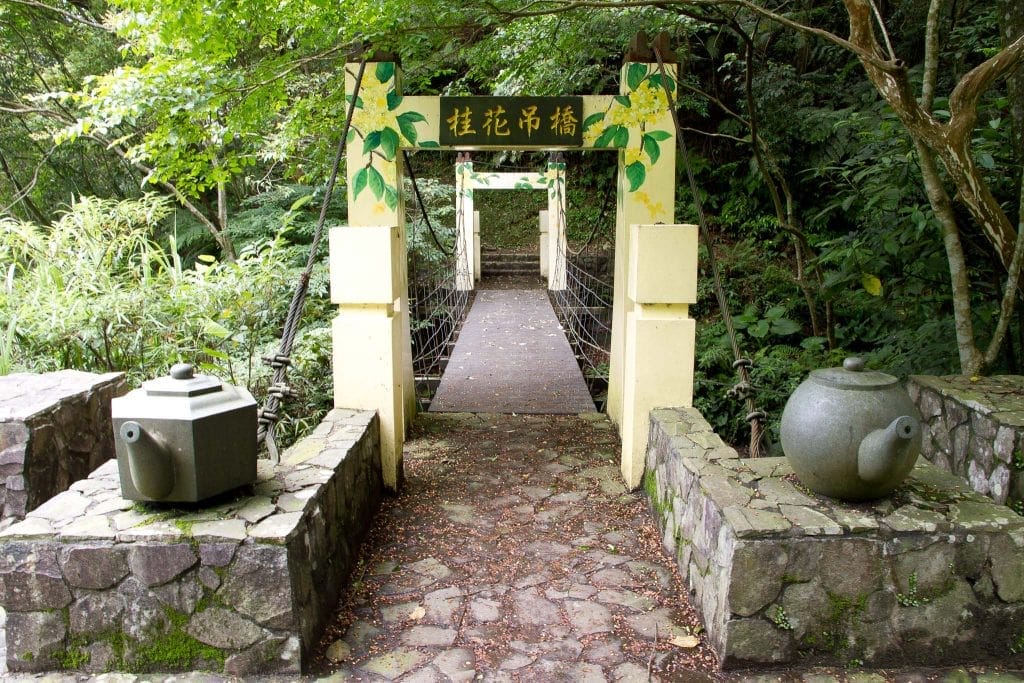 Bridge with tea pots in Jiuzhuang, Nangang, Taipei, Taiwan