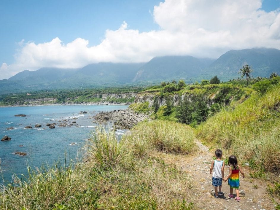 The gorgeous east coast of taiwan with my kids Sage and Lavender