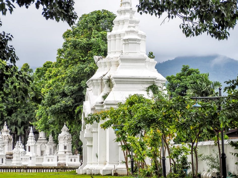 Beautiful white gate at Wat Suan Dok, Chiang Mai