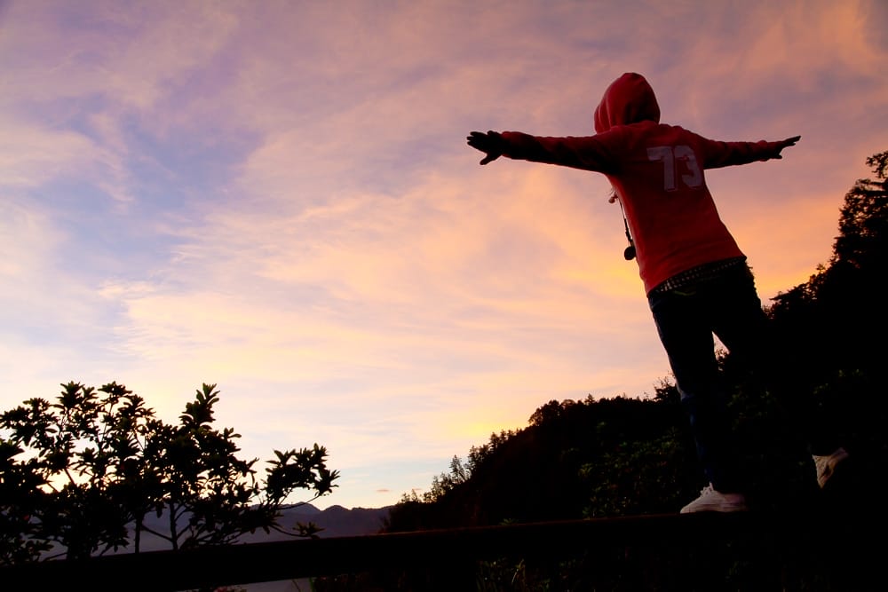 Watching the sunrise near Zhushan, Alishan