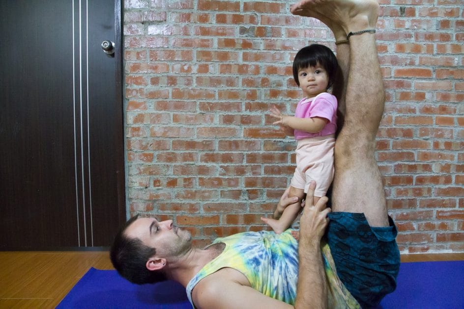 Doing yoga with my baby daughter