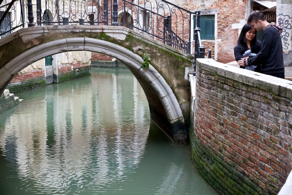 Small bridge and canal in Venice