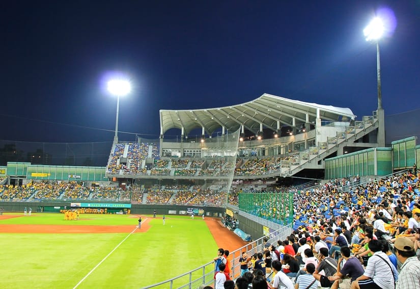 Baseball game at Tianmu Stadium in Taipei