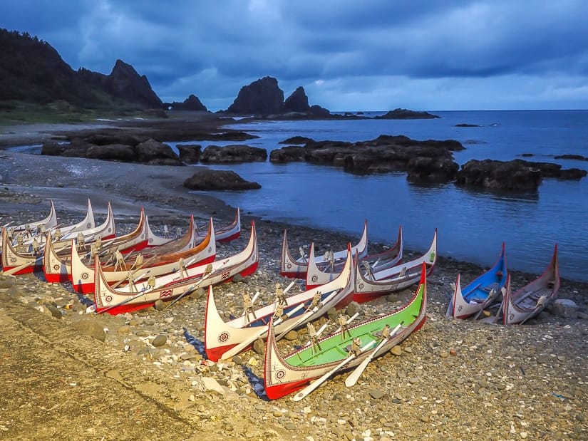 Tao canoes at Dongqing Village, Orchid Island