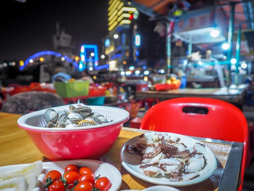 NNQ seafood night market beside La Valse Hotel in Busan