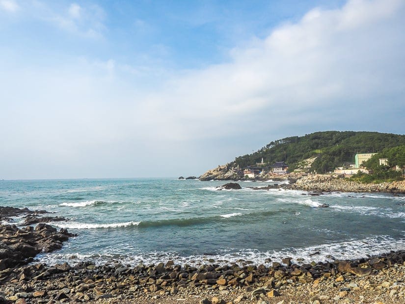 Busan Haedong Yonggungsa Temple viewed from nearby on the coast