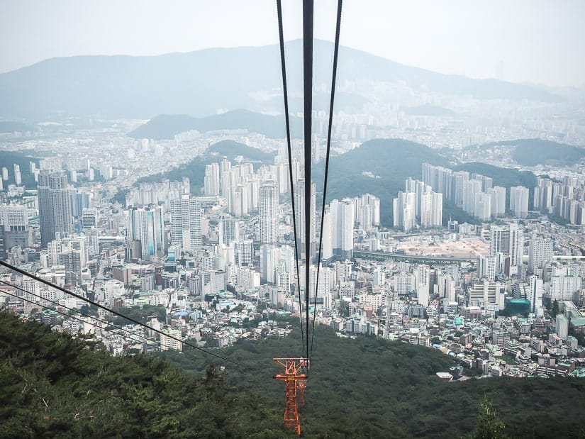 Going down the Geumgang Park Ropeway