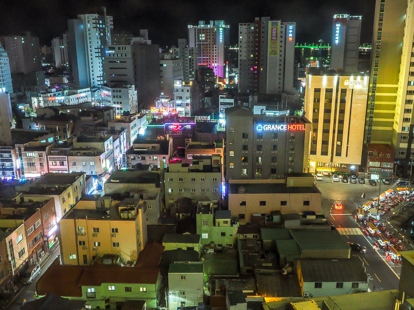 View of Yeongdo Island from La Valse Hotel at night