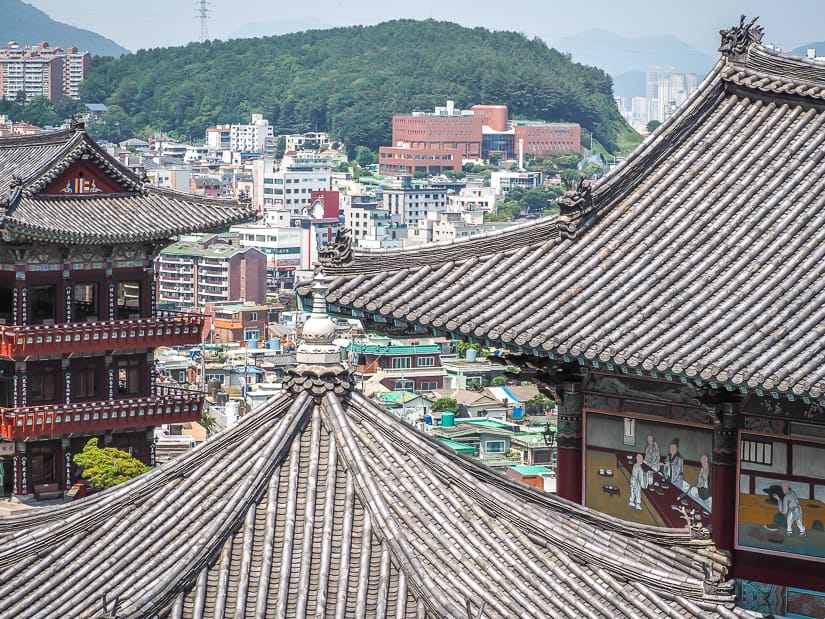 View of Samgwangsa Temple with Busan in background