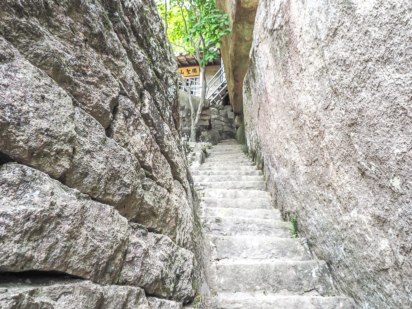 Staircase in the cliffs at Seokbulsa