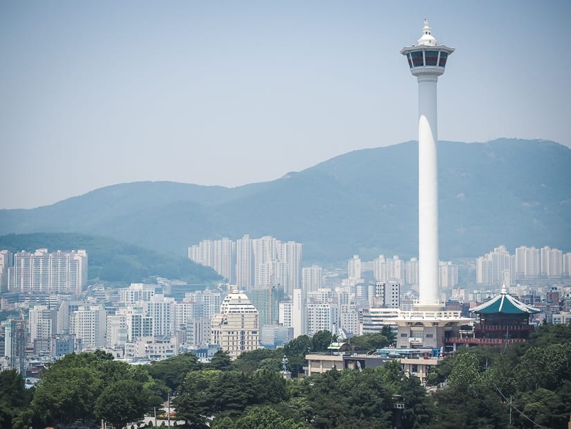 View of Busan, including Yongdusan Park and Busan Tower