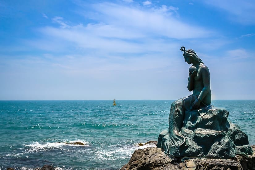 Mermaid statue on Dongbaekseom Island, Haeundae, Busan
