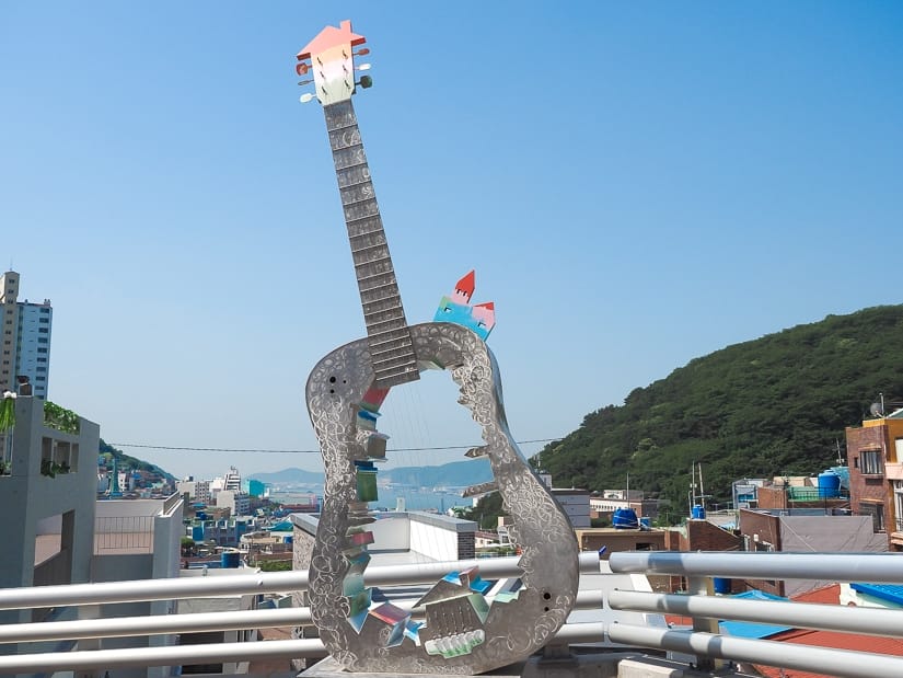 Gamcheon Sound, a guitar shaped artwork with a view of the sea