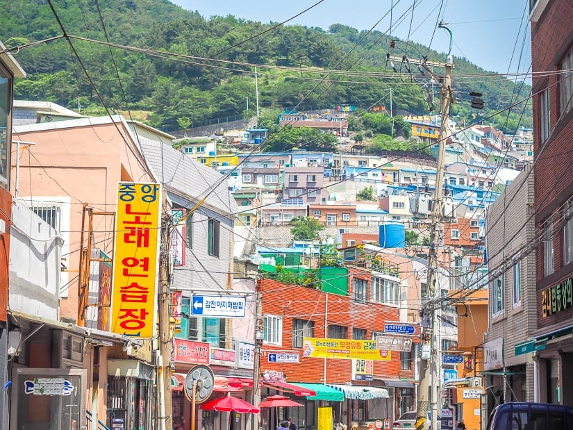 View of Gamcheon Village from the bottom entrance