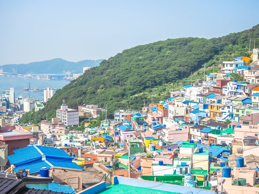 Gamcheon Culture Village with harbor in background