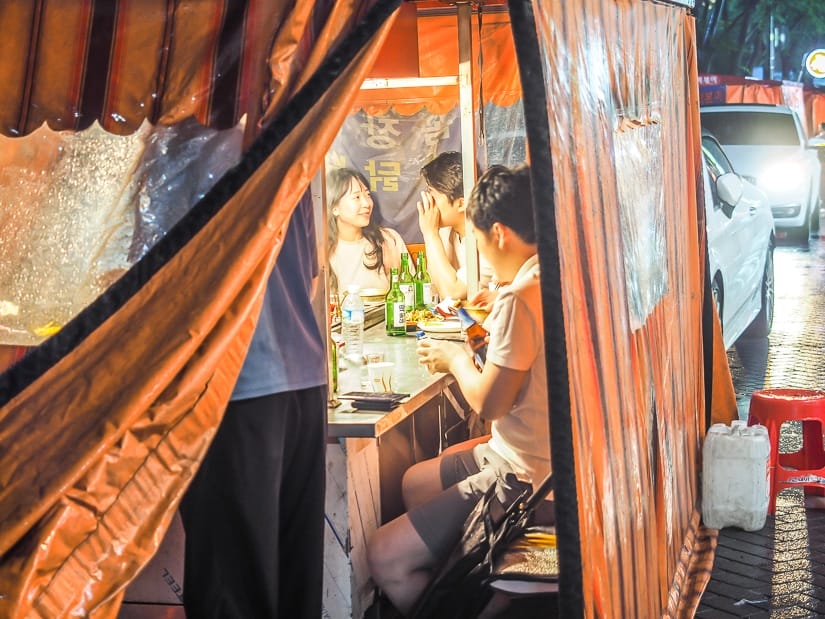 A pojangmacha, or covered food tent, a unique way to eat in South Korea