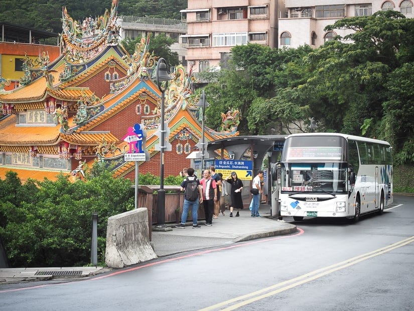 The main bus stop in Jiufen for Taipei and Ruifeng to Jiufen buses