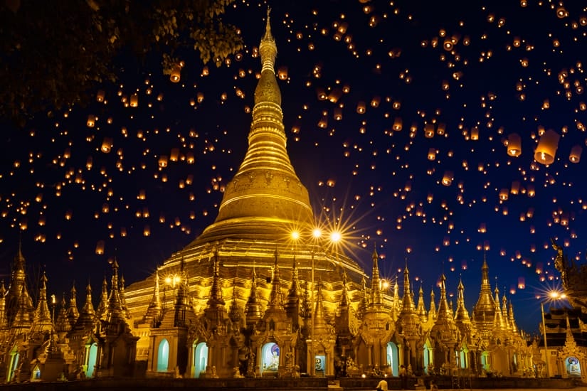Shwedagon, one of the most famous temples in Myanmar (Burma)