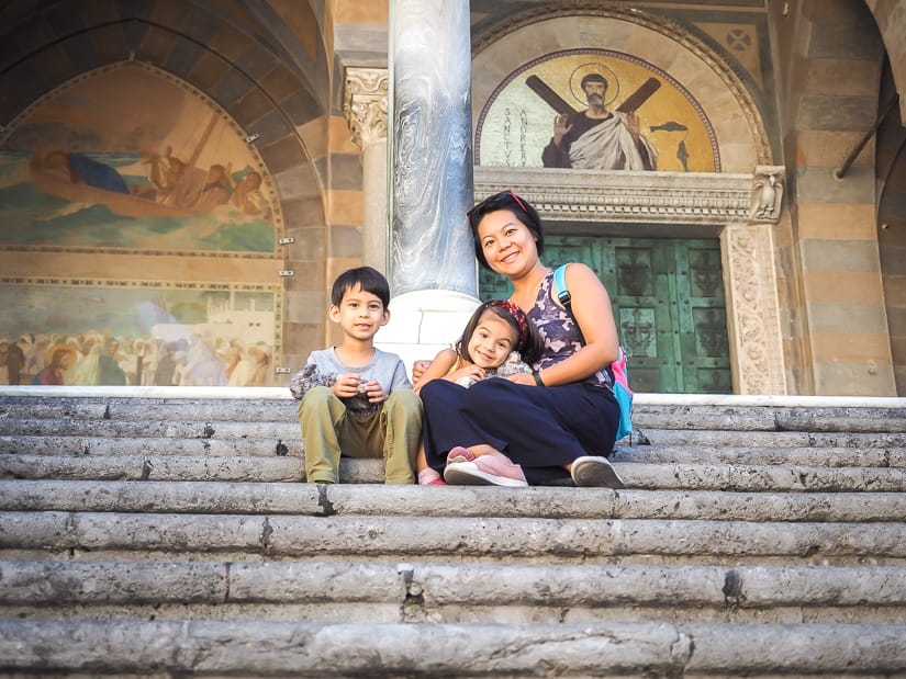 My wife and kids at Amalfi Cathedral