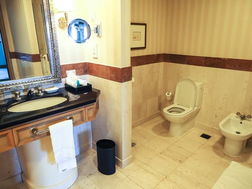 Bathroom in our hotel room at Grand Hyatt Muscat