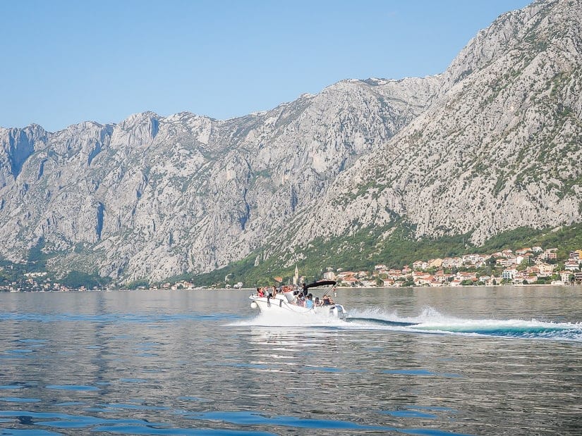 Motorboat cruise on the Bay of Kotor in Montenegro