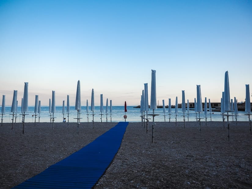 Rows of umbrellas on Cetara beach
