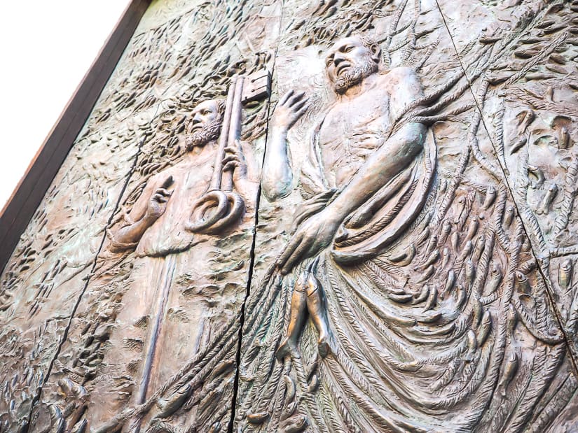 Bronze door of Cetara church by Battista Marello