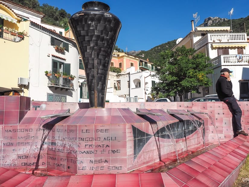 A water fountain at a central piazza in Cetara