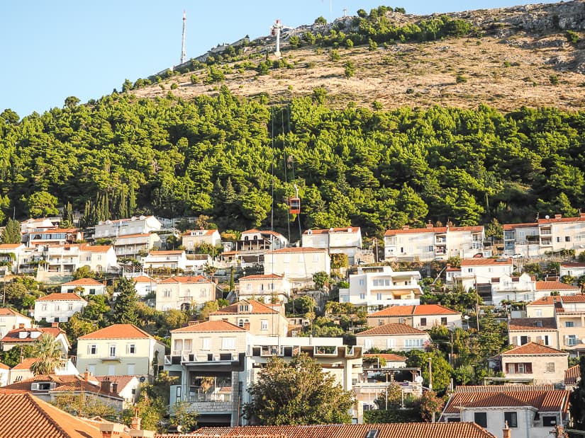 View of Dubrovnik cable car going up Srd Hill