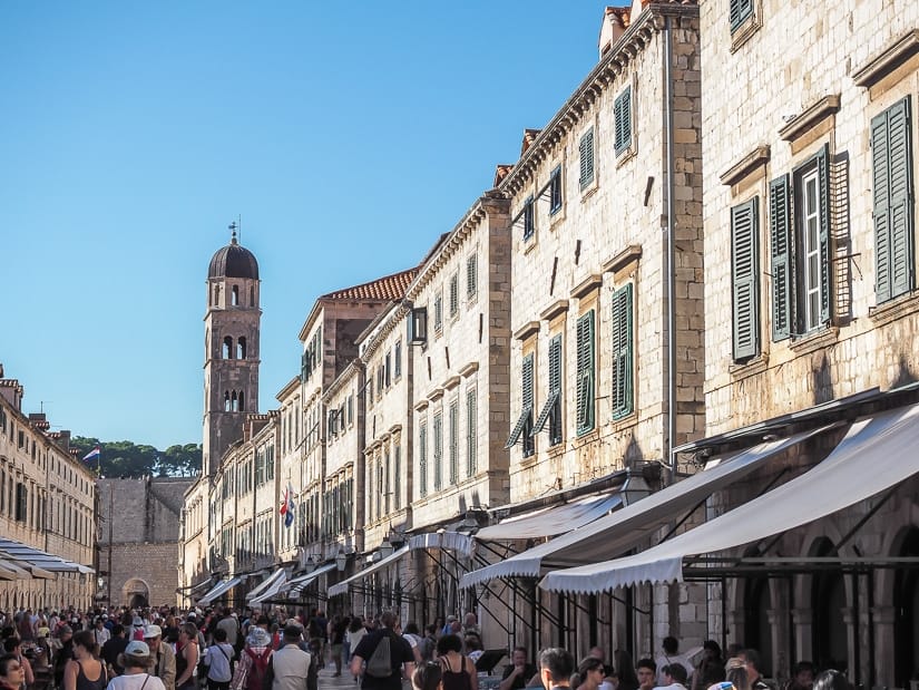 Crowds on the main street of Dubrovnik
