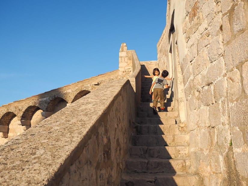 Our son and daughter on the walls of Dubrovnik