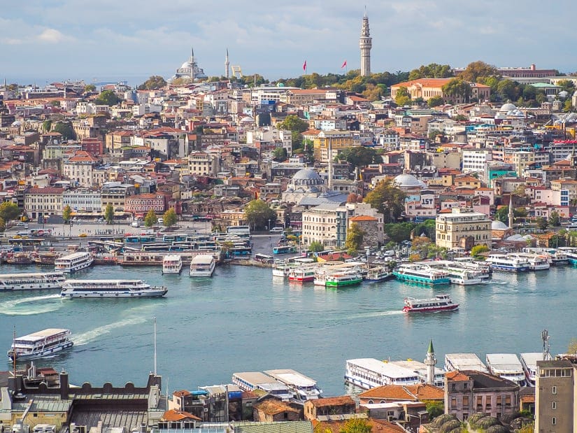 View of the Golden Horn and Sultanahmet from Galata Tower
