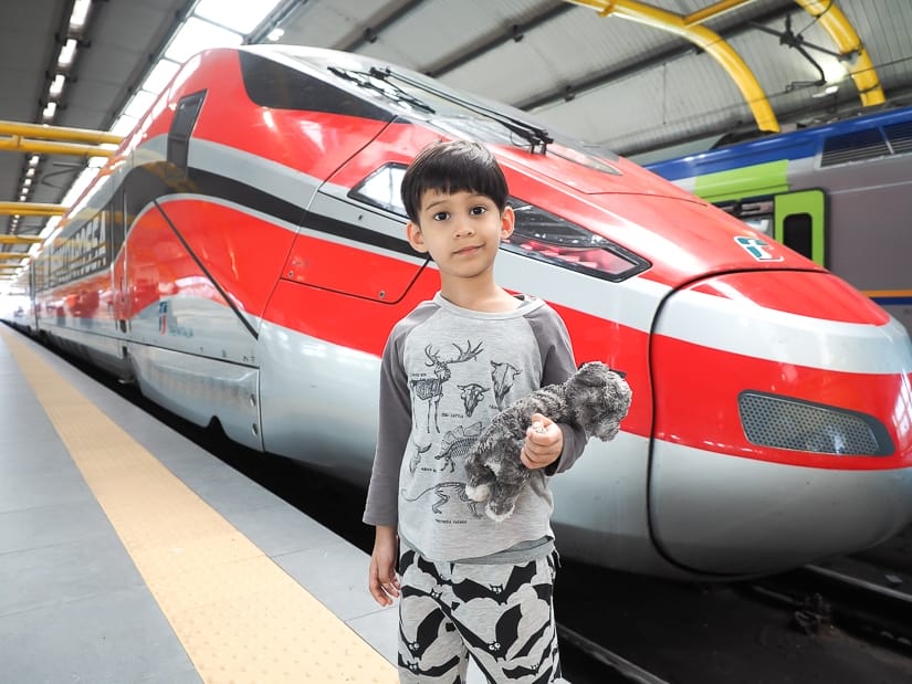 Riding the high speed train with kids in Italy
